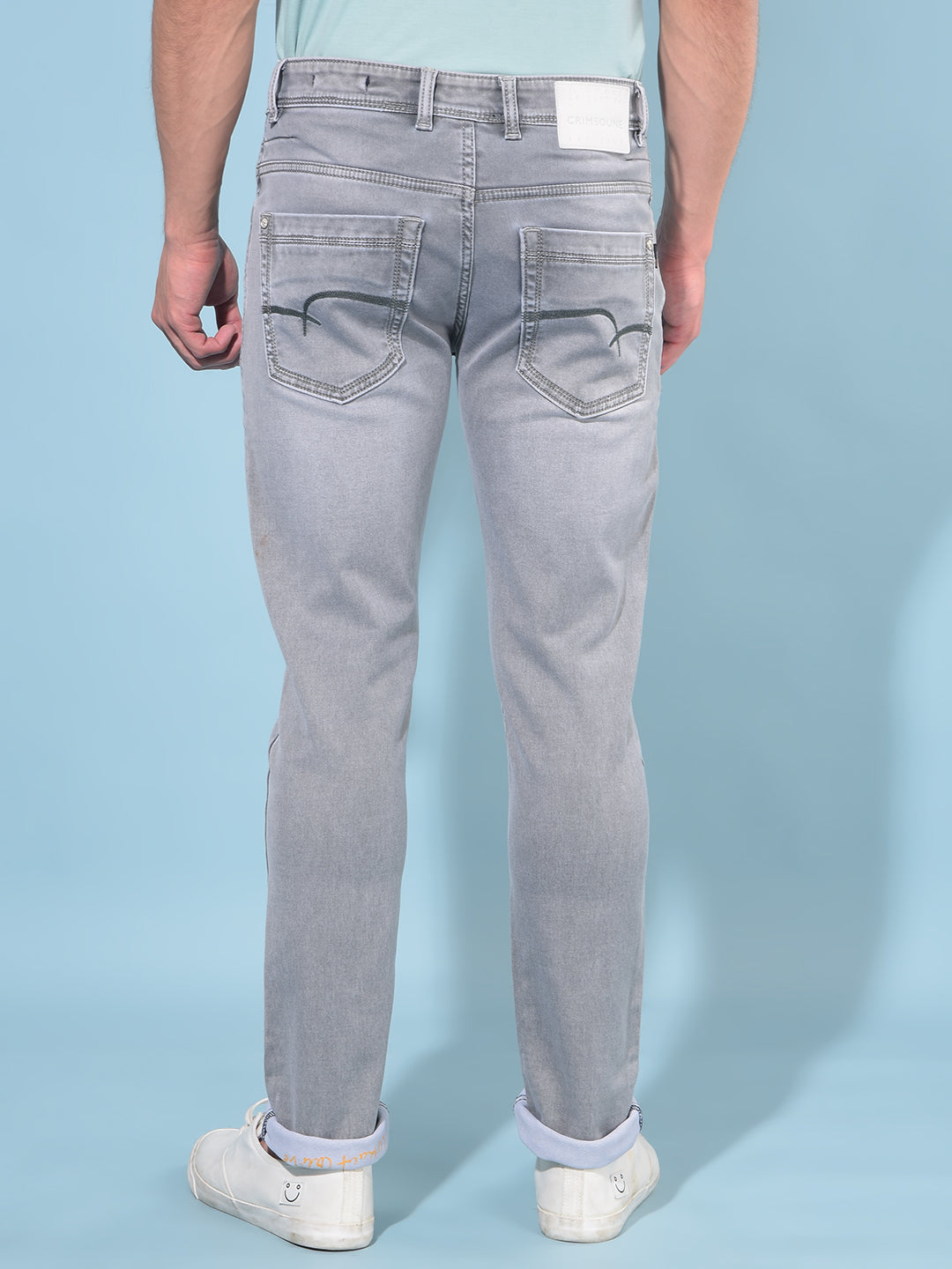 Grey Cotton Jeans-Men Jeans-Crimsoune Club