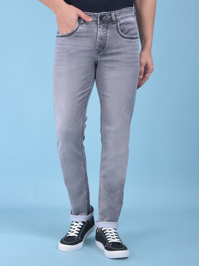 Grey Stretchable Jeans-Men Jeans-Crimsoune Club