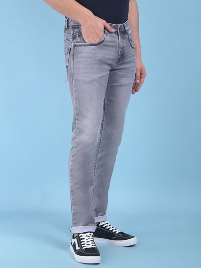 Grey Stretchable Jeans-Men Jeans-Crimsoune Club