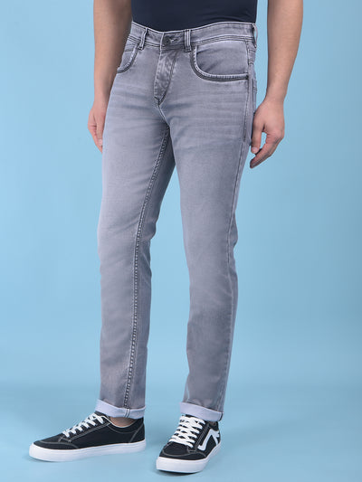 Grey Stretchable Jeans-Men Jeans-Crimsoune Club