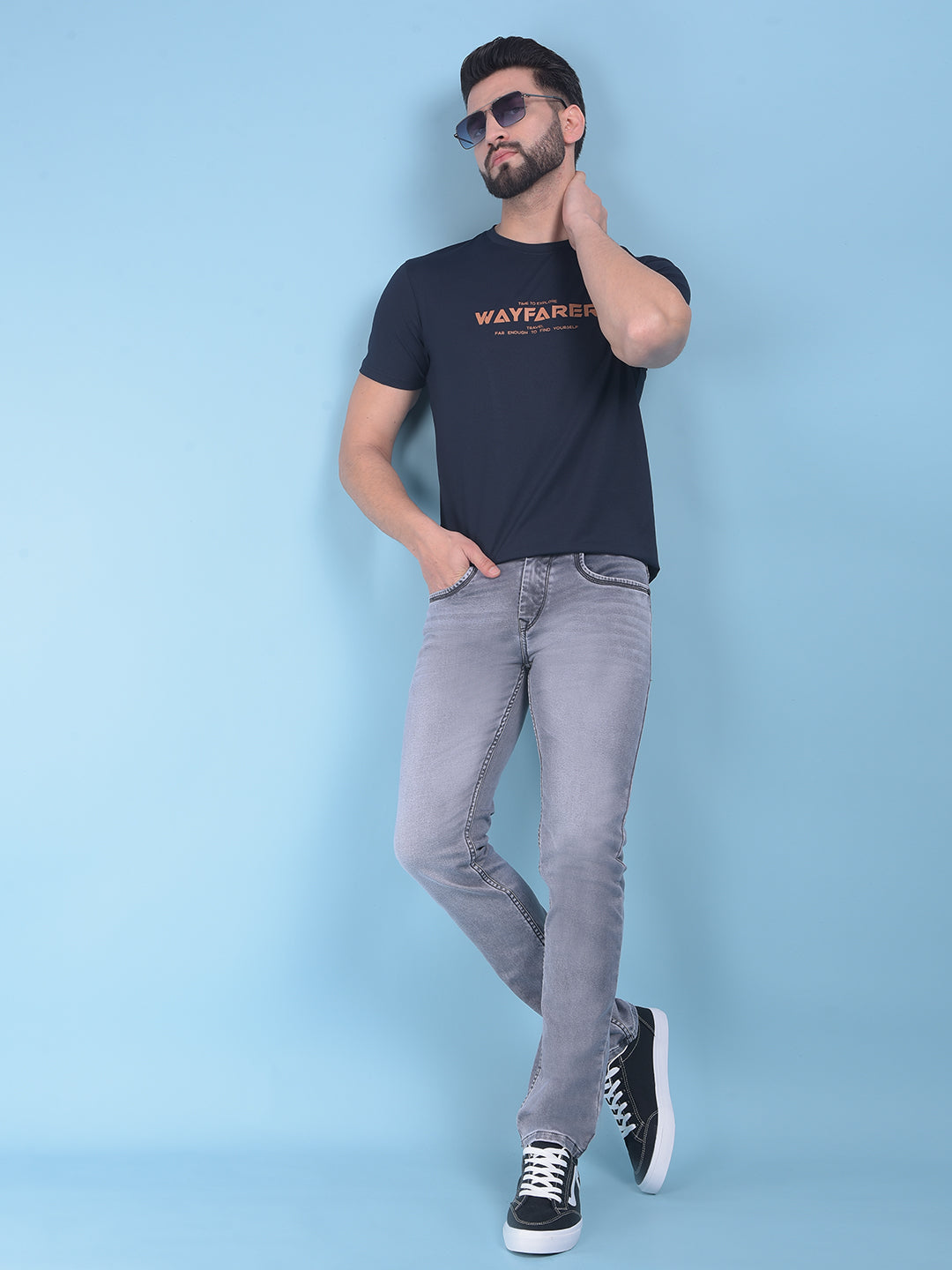 Grey Stretchable Jeans-Men Jeans-Crimsoune Club