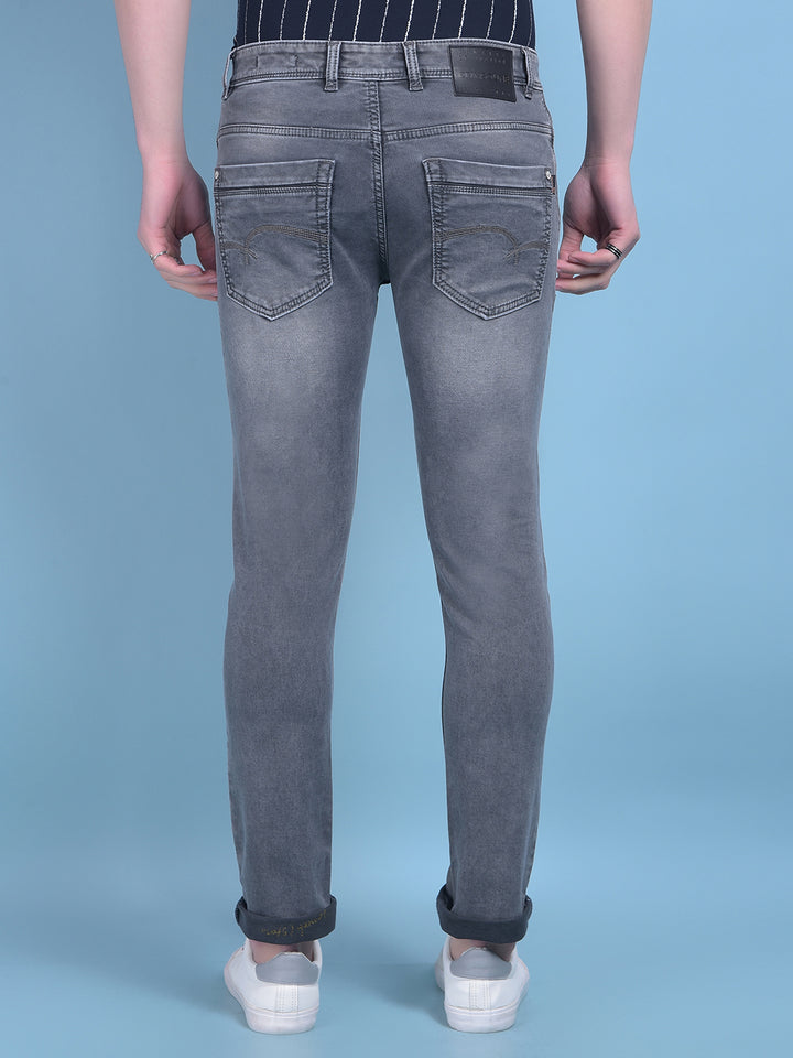 Grey Stretchable Jeans-Men Jeans-Crimsoune Club