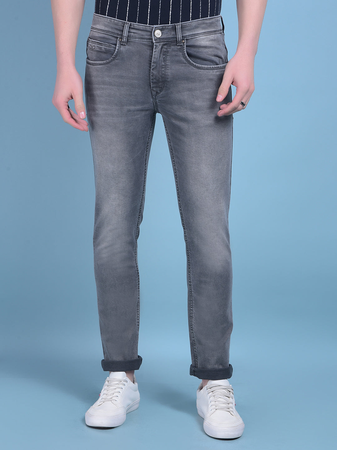 Grey Stretchable Jeans-Men Jeans-Crimsoune Club