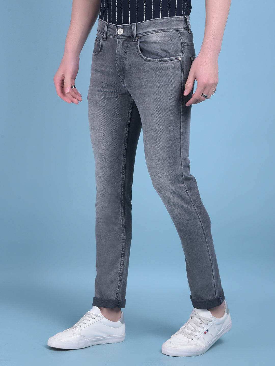 Grey Stretchable Jeans-Men Jeans-Crimsoune Club