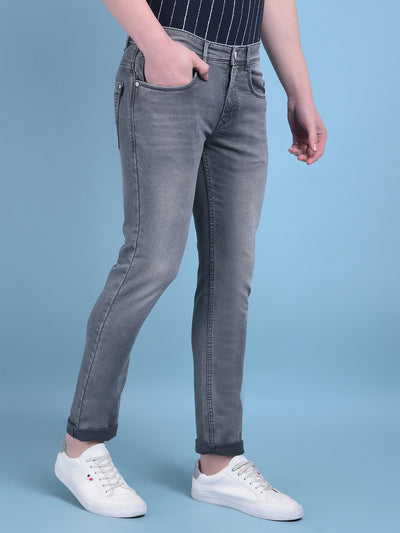 Grey Stretchable Jeans-Men Jeans-Crimsoune Club