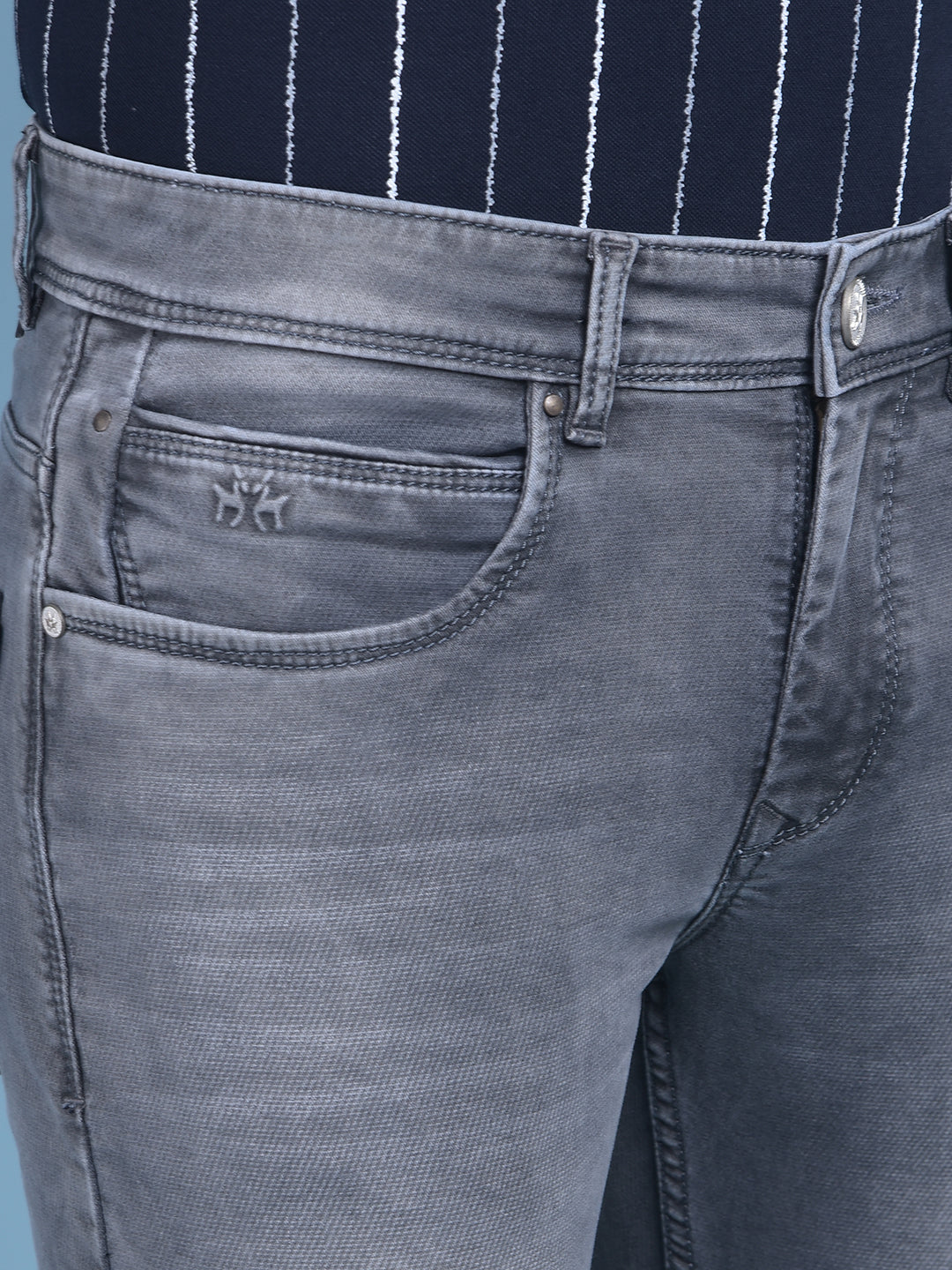 Grey Stretchable Jeans-Men Jeans-Crimsoune Club