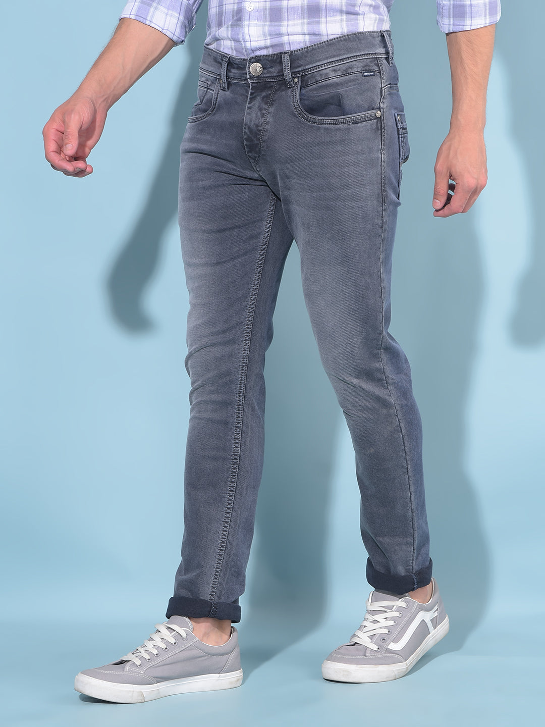 Grey Cotton Jeans-Men Jeans-Crimsoune Club