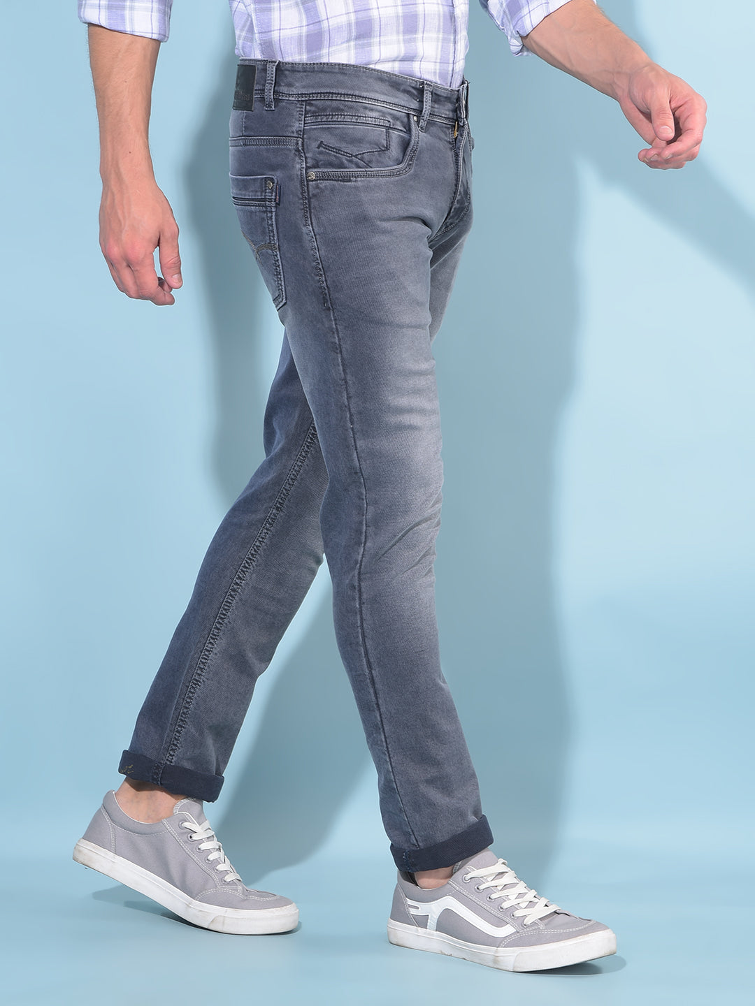 Grey Cotton Jeans-Men Jeans-Crimsoune Club