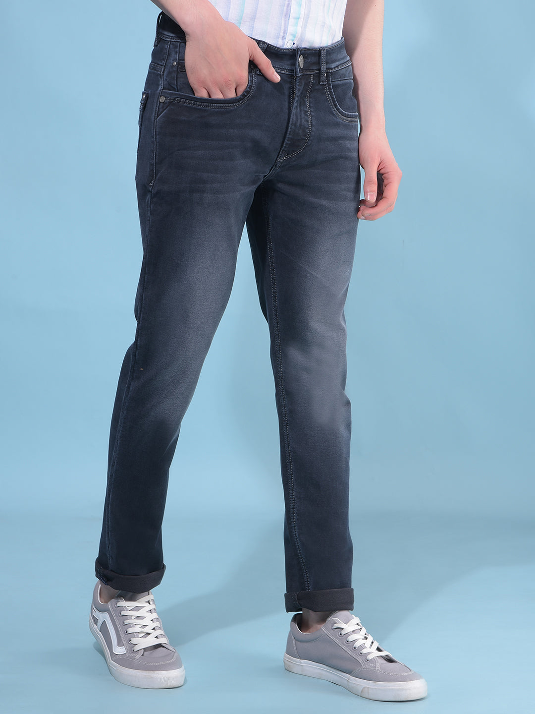 Grey Cotton Jeans-Men Jeans-Crimsoune Club