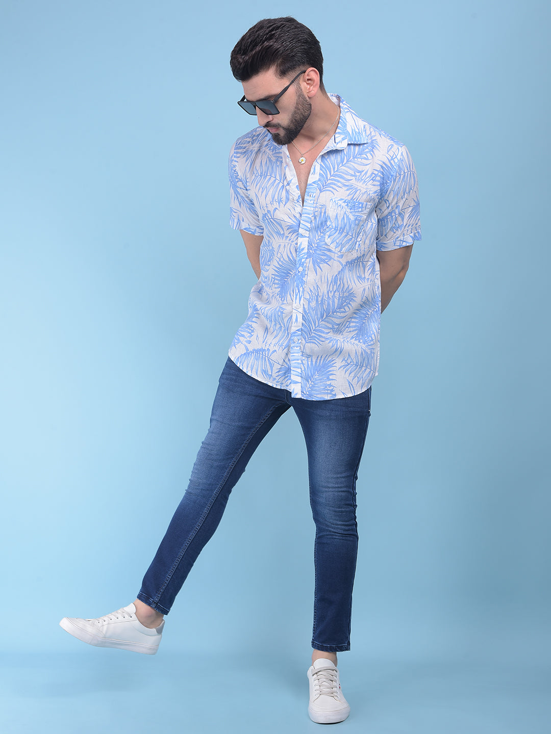 Blue Stretchable Jeans-Men Jeans-Crimsoune Club