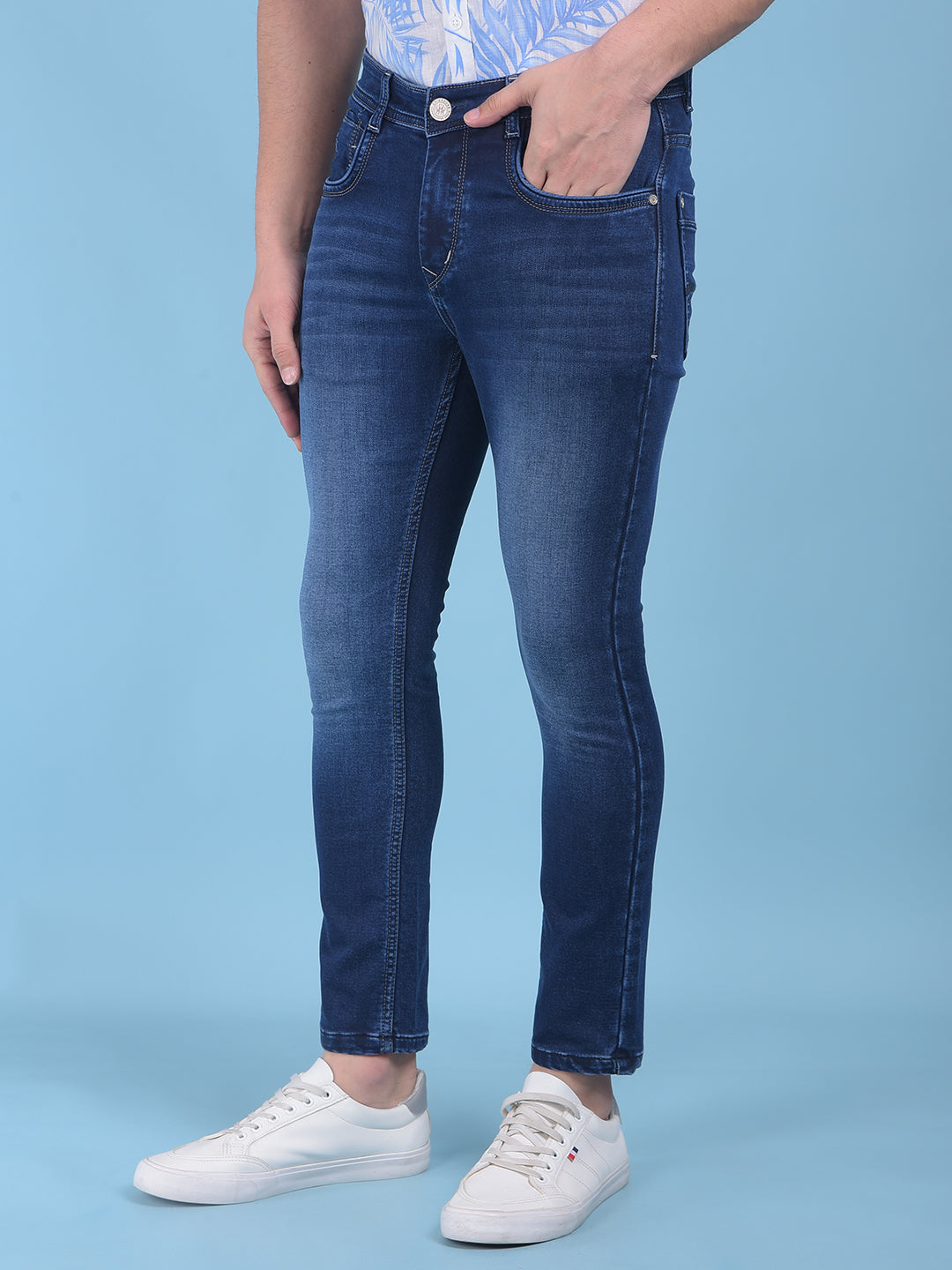 Blue Stretchable Jeans-Men Jeans-Crimsoune Club