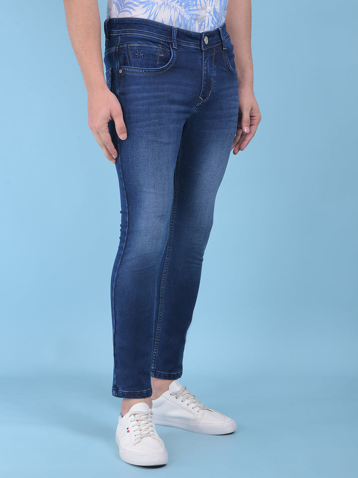 Blue Stretchable Jeans-Men Jeans-Crimsoune Club