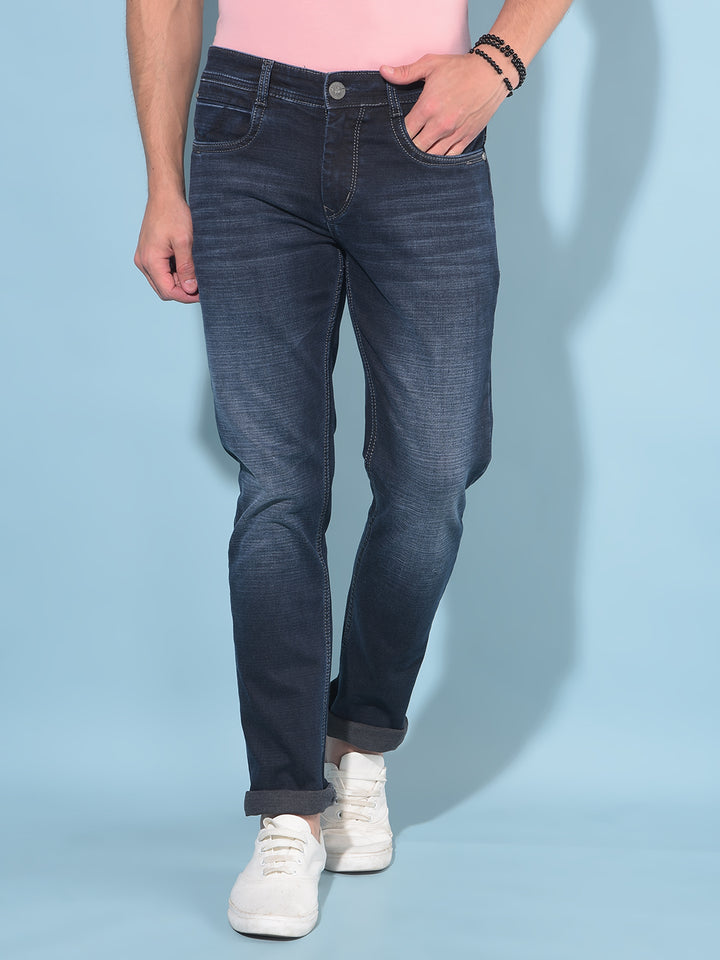 Blue Cotton Jeans-Men Jeans-Crimsoune Club