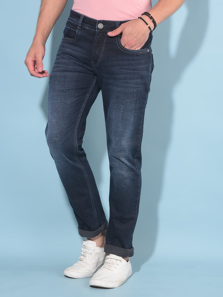 Blue Cotton Jeans-Men Jeans-Crimsoune Club