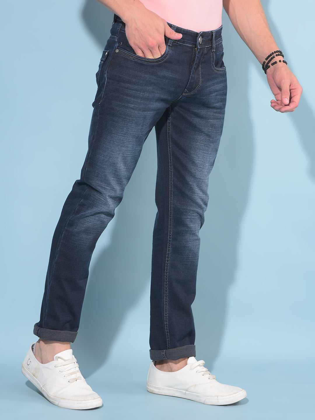 Blue Cotton Jeans-Men Jeans-Crimsoune Club