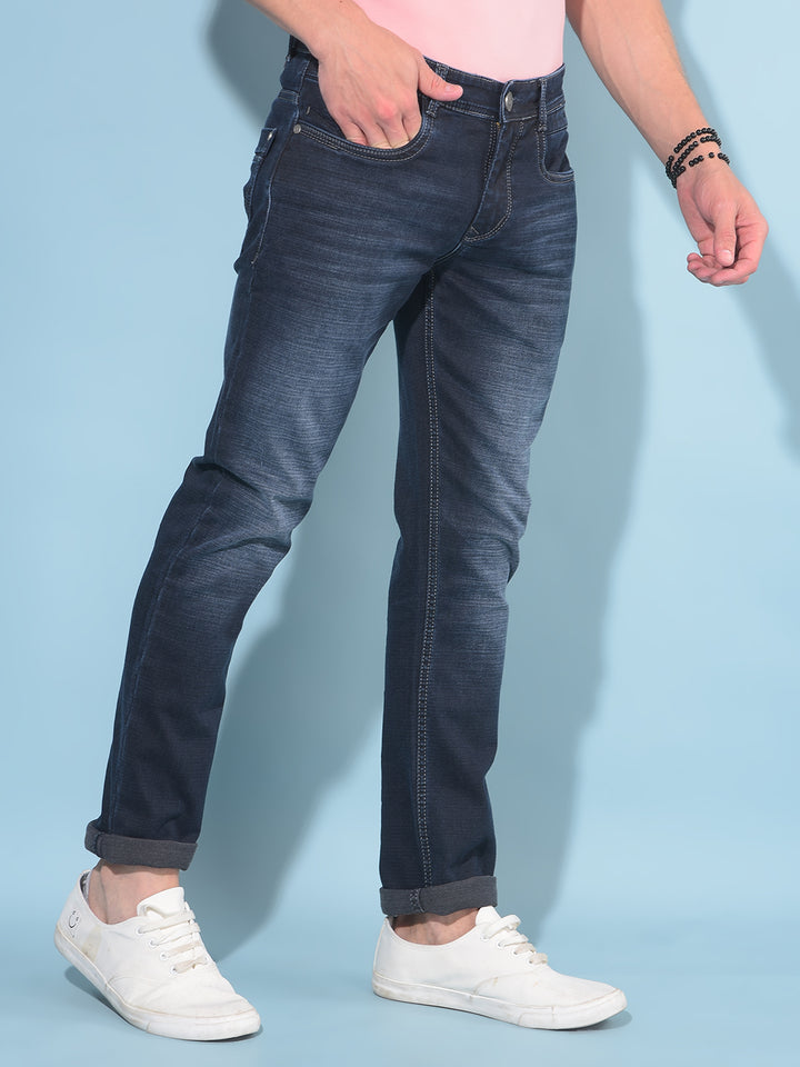 Blue Cotton Jeans-Men Jeans-Crimsoune Club
