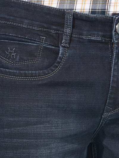 Blue Straight Cotton Jeans-Men Jeans-Crimsoune Club