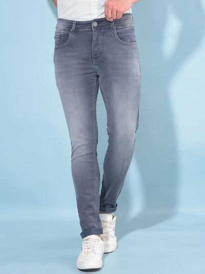 Grey Skinny Cotton Jeans-Men Jeans-Crimsoune Club