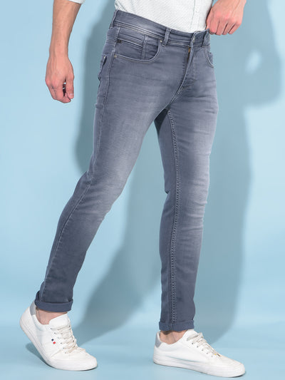 Grey Skinny Cotton Jeans-Men Jeans-Crimsoune Club