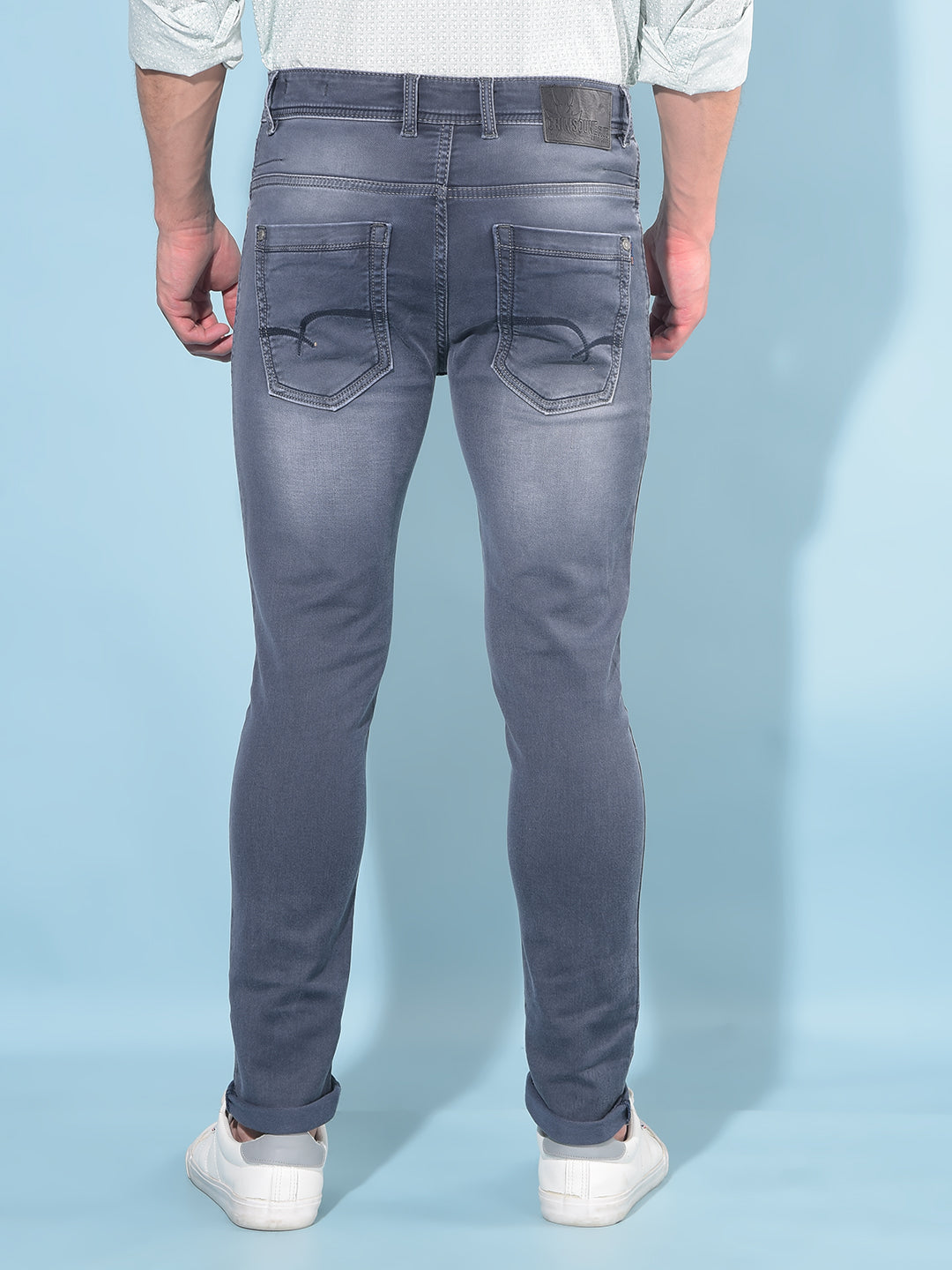 Grey Skinny Cotton Jeans-Men Jeans-Crimsoune Club