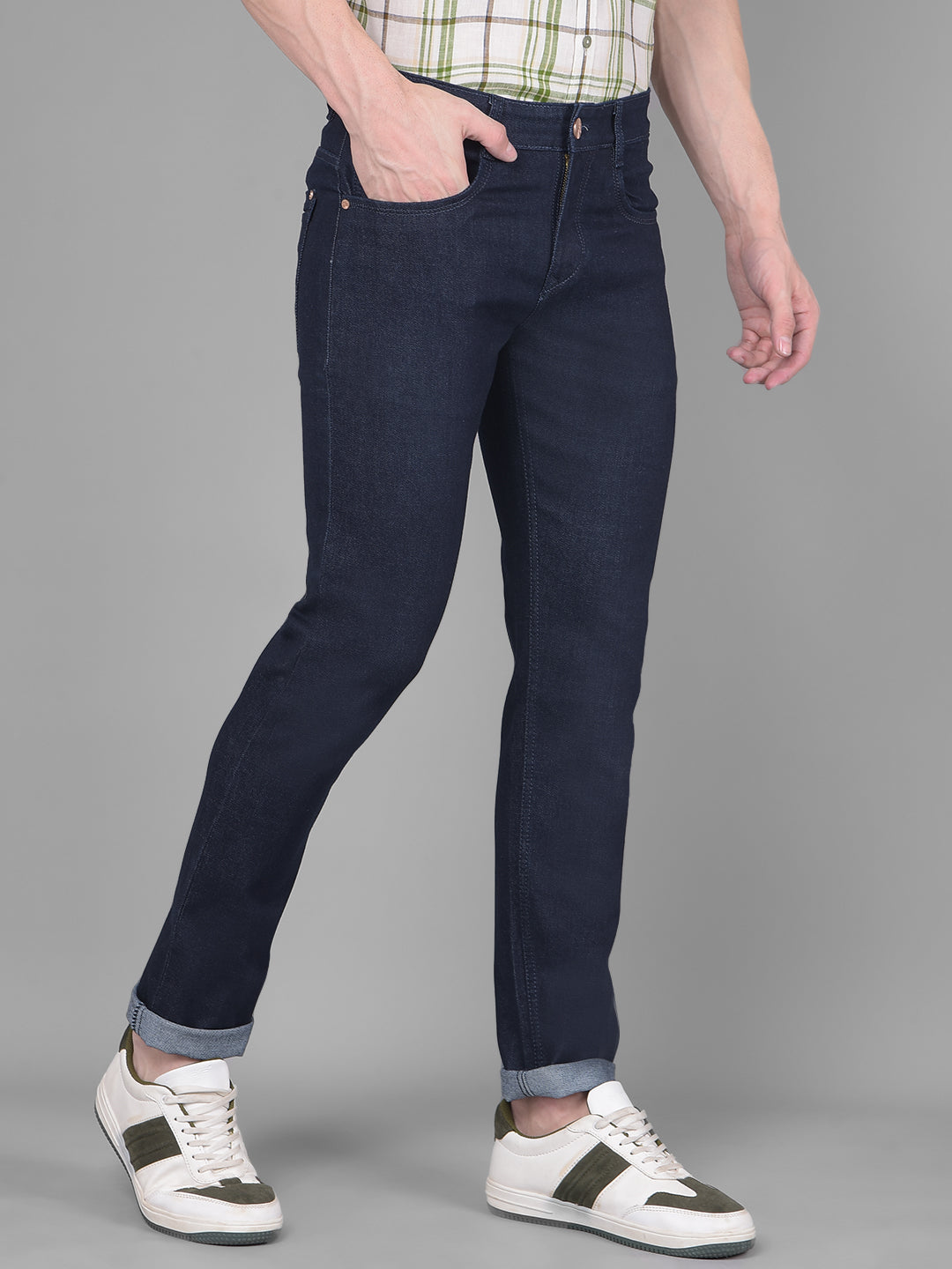 Navy Blue Jeans-Men Jeans-Crimsoune Club