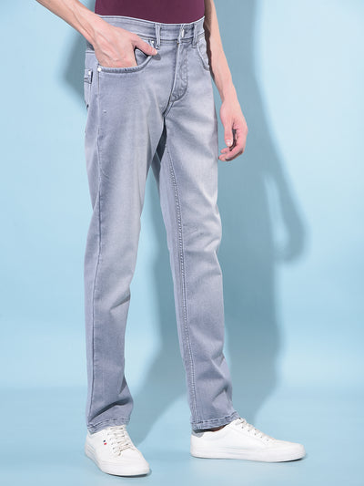 Grey Stretchable Jeans-Men Jeans-Crimsoune Club