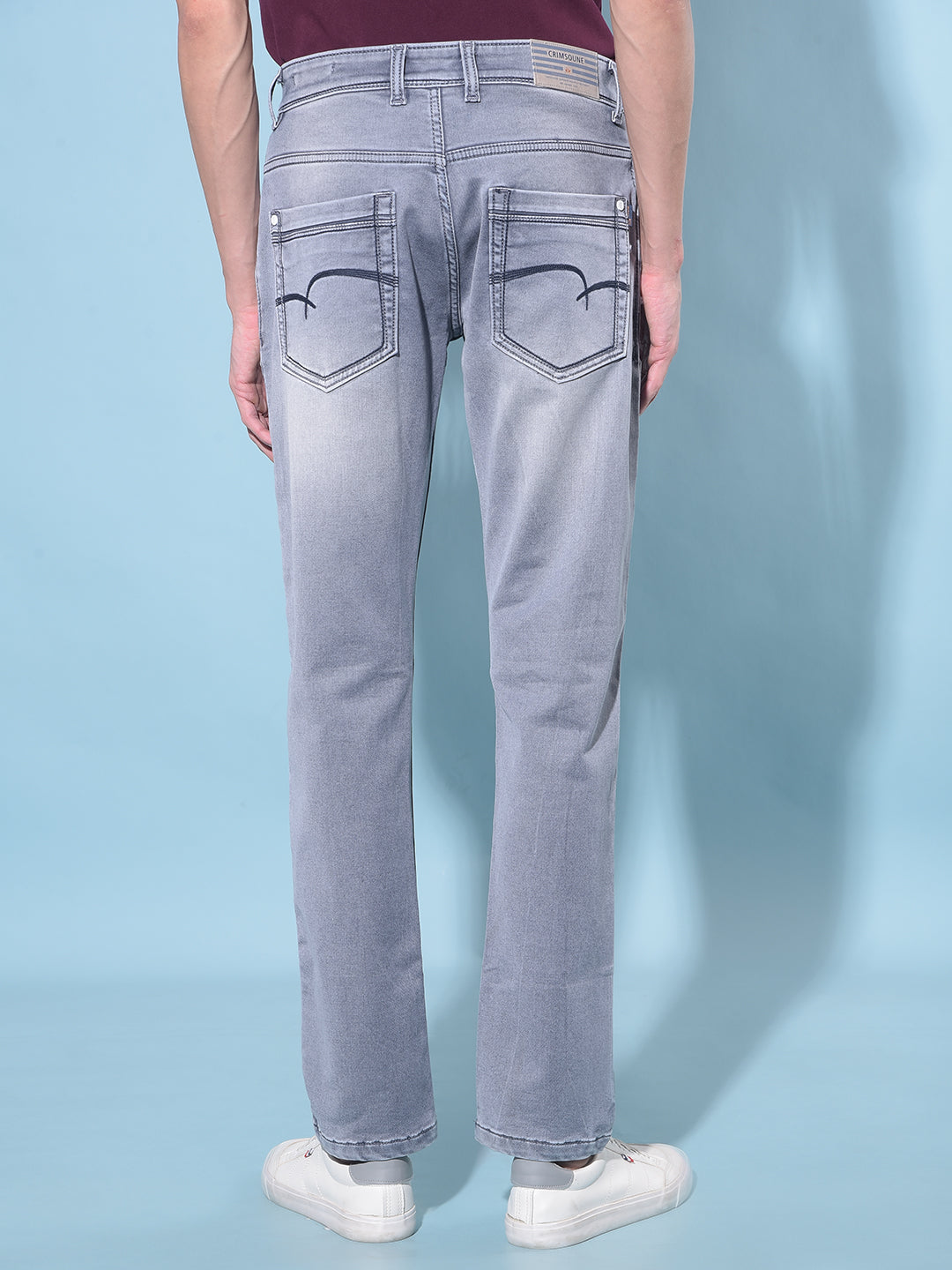 Grey Stretchable Jeans-Men Jeans-Crimsoune Club