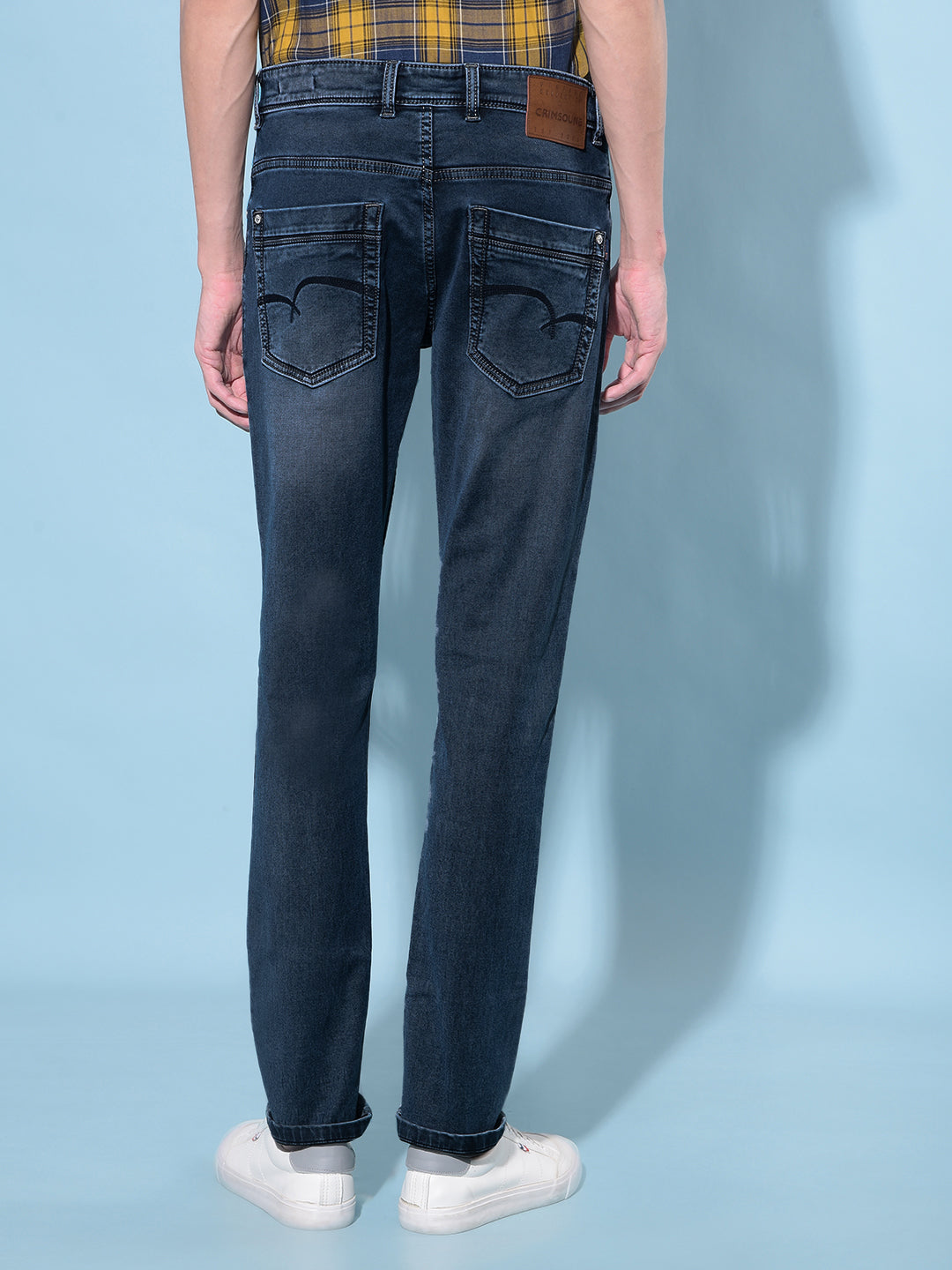 Blue Stretchable Jeans-Men Jeans-Crimsoune Club