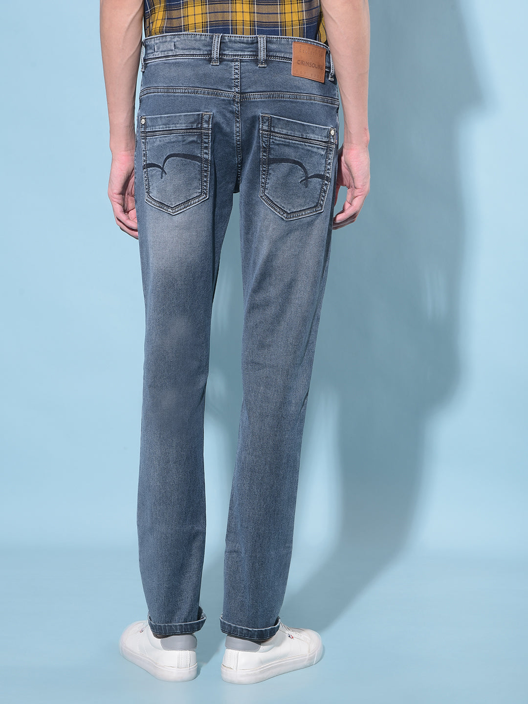 Blue Stretchable Jeans-Men Jeans-Crimsoune Club