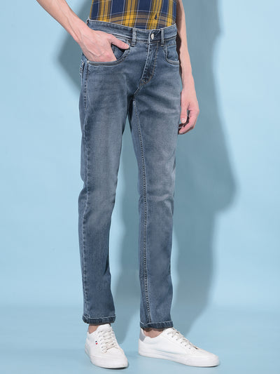 Blue Stretchable Jeans-Men Jeans-Crimsoune Club