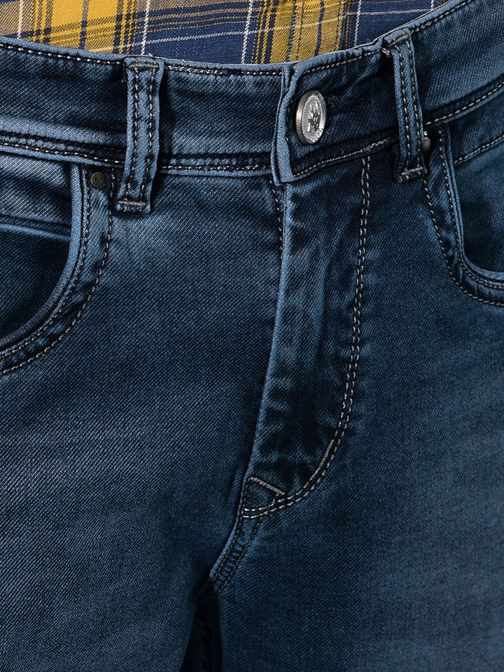 Blue Stretchable Jeans-Men Jeans-Crimsoune Club