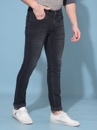 Black Stretchable Jeans-Men Jeans-Crimsoune Club