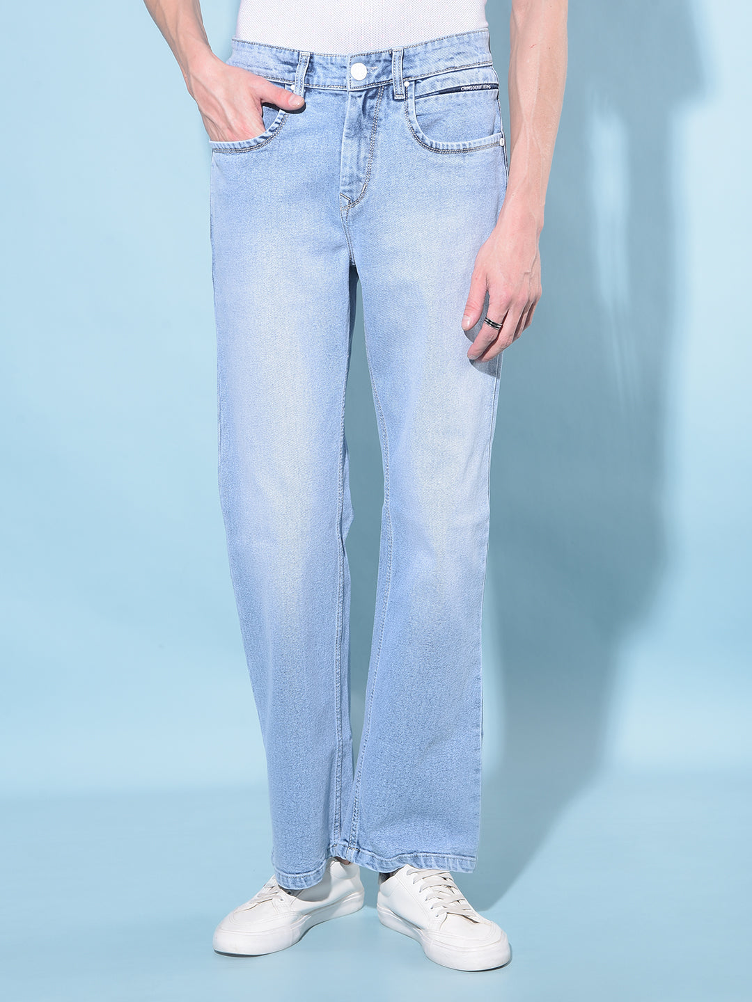 Blue Loose Stretchable Jeans-Men Jeans-Crimsoune Club