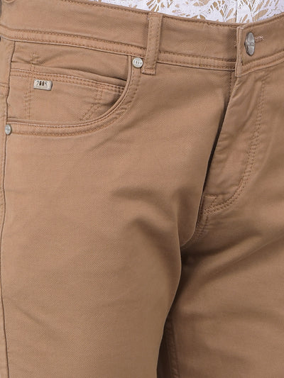 Khaki Stretchable Cotton Jeans-Men Jeans-Crimsoune Club