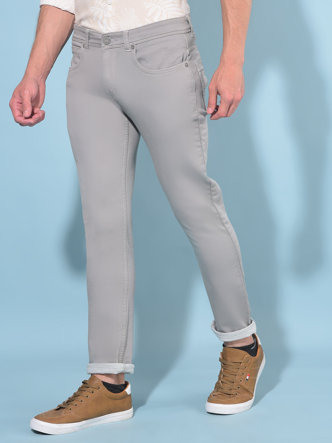 Grey Cotton Jeans-Men Jeans-Crimsoune Club