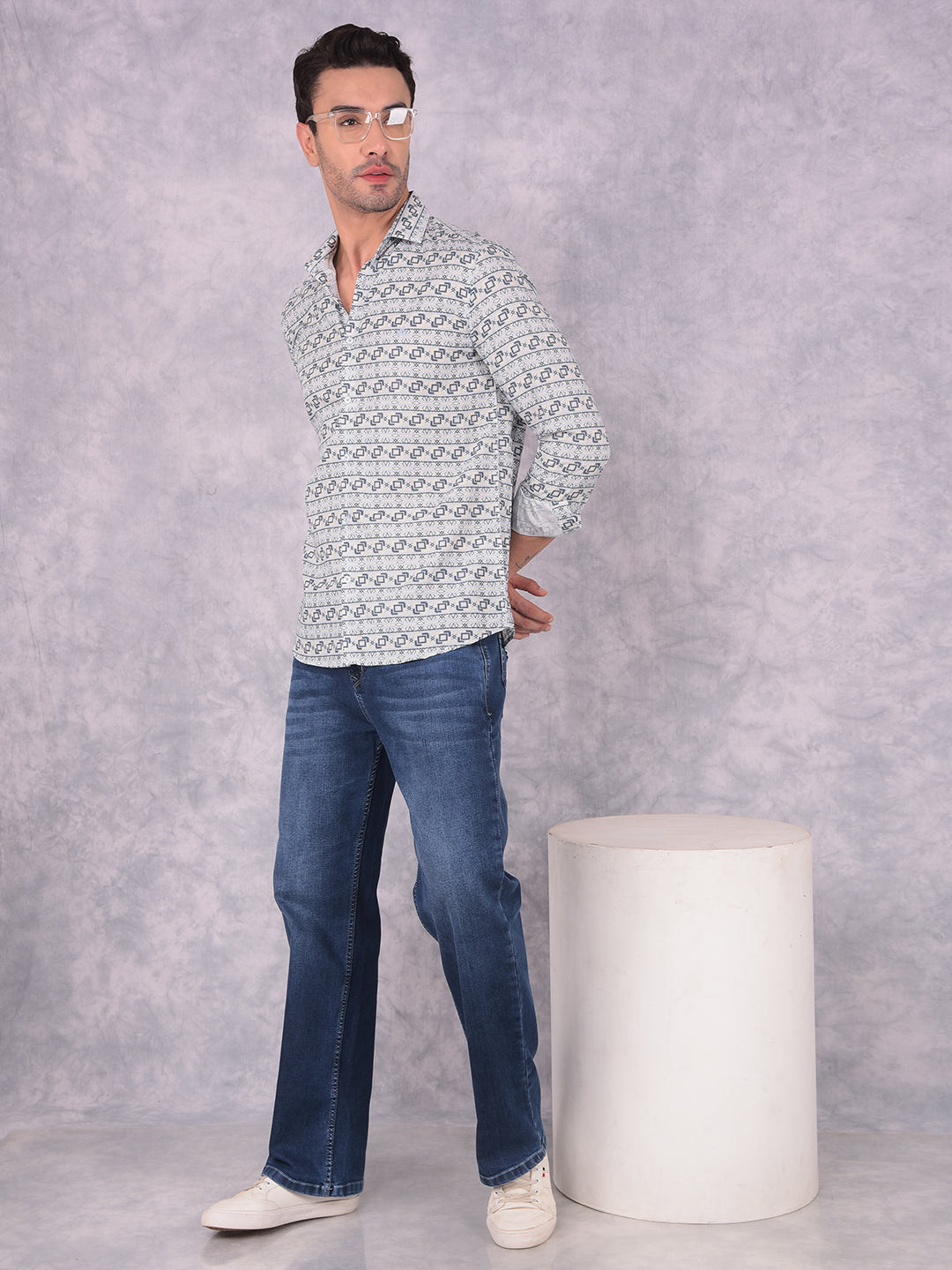 Blue Loose Fit Jeans-Men Jeans-Crimsoune Club