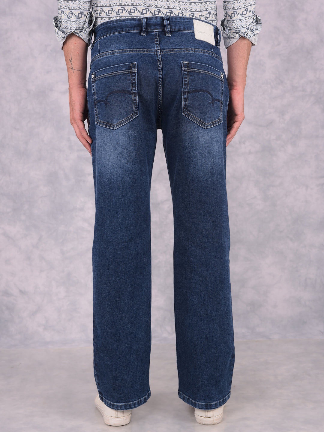 Blue Loose Fit Jeans-Men Jeans-Crimsoune Club