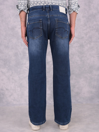 Blue Loose Fit Jeans-Men Jeans-Crimsoune Club