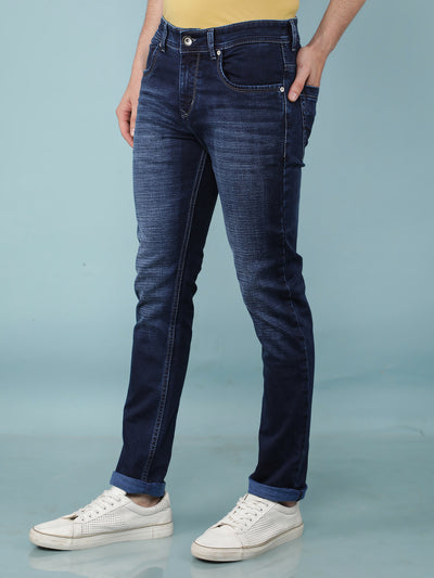Navy Blue Jeans-Men Jeans-Crimsoune Club