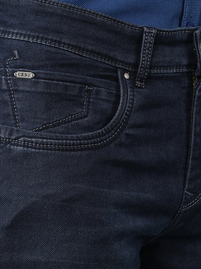 Navy Blue Straight Jeans-Men Jeans-Crimsoune Club