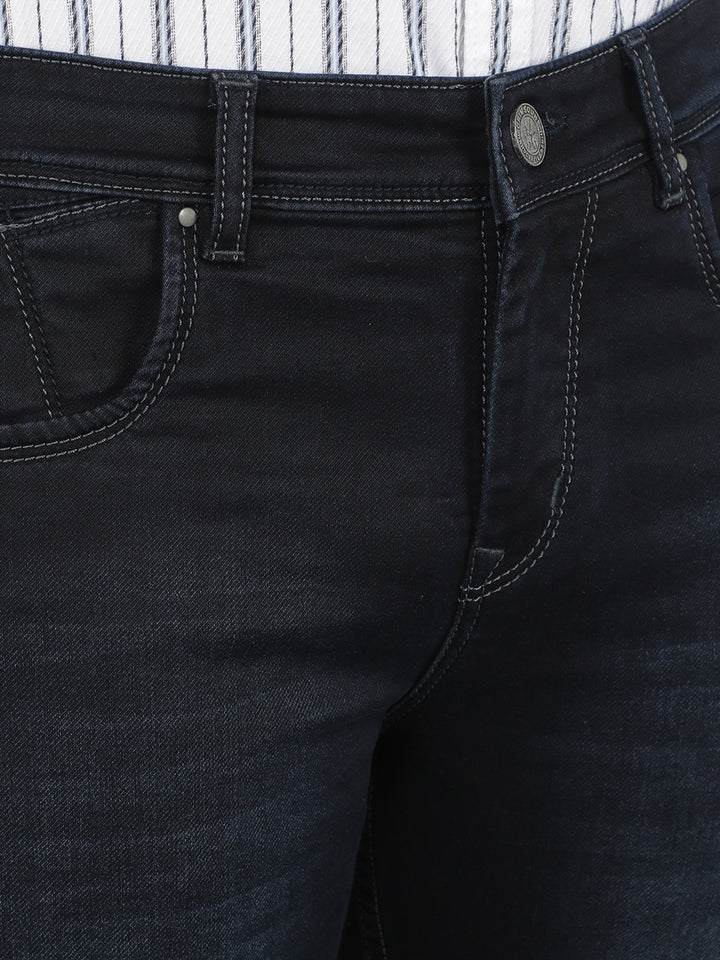 Navy Blue Straight Jeans-Men Jeans-Crimsoune Club