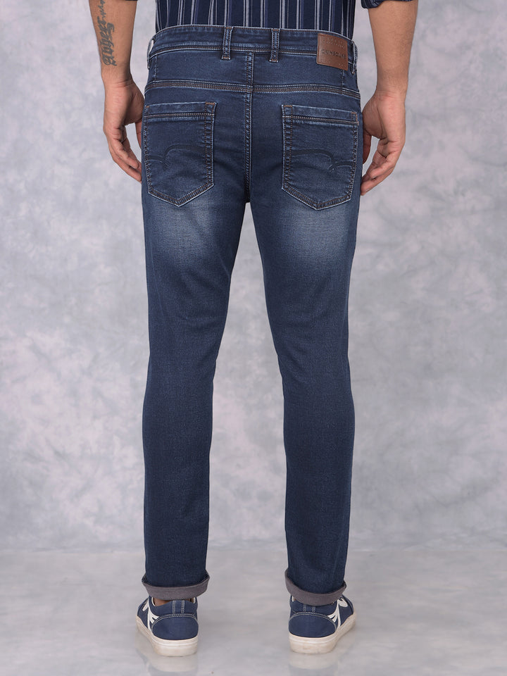 Navy Blue Skinny Jeans-Men Jeans-Crimsoune Club