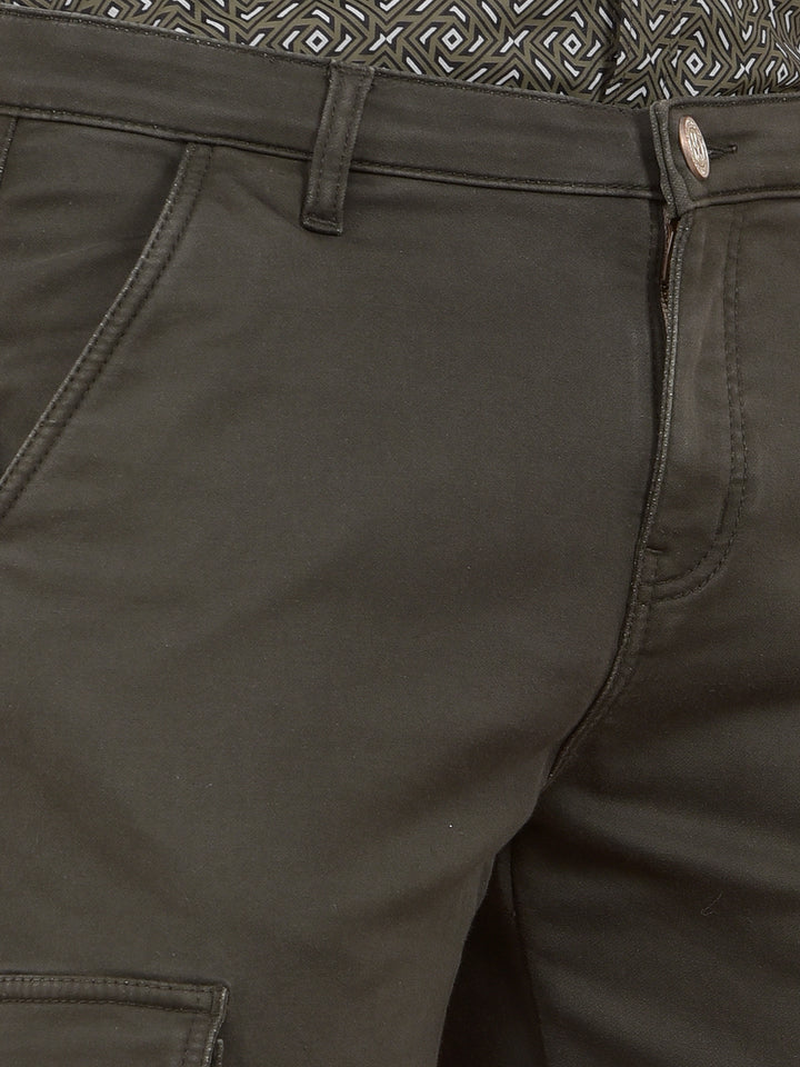 Olive Loose Fit Cargo Jeans-Men Jeans-Crimsoune Club