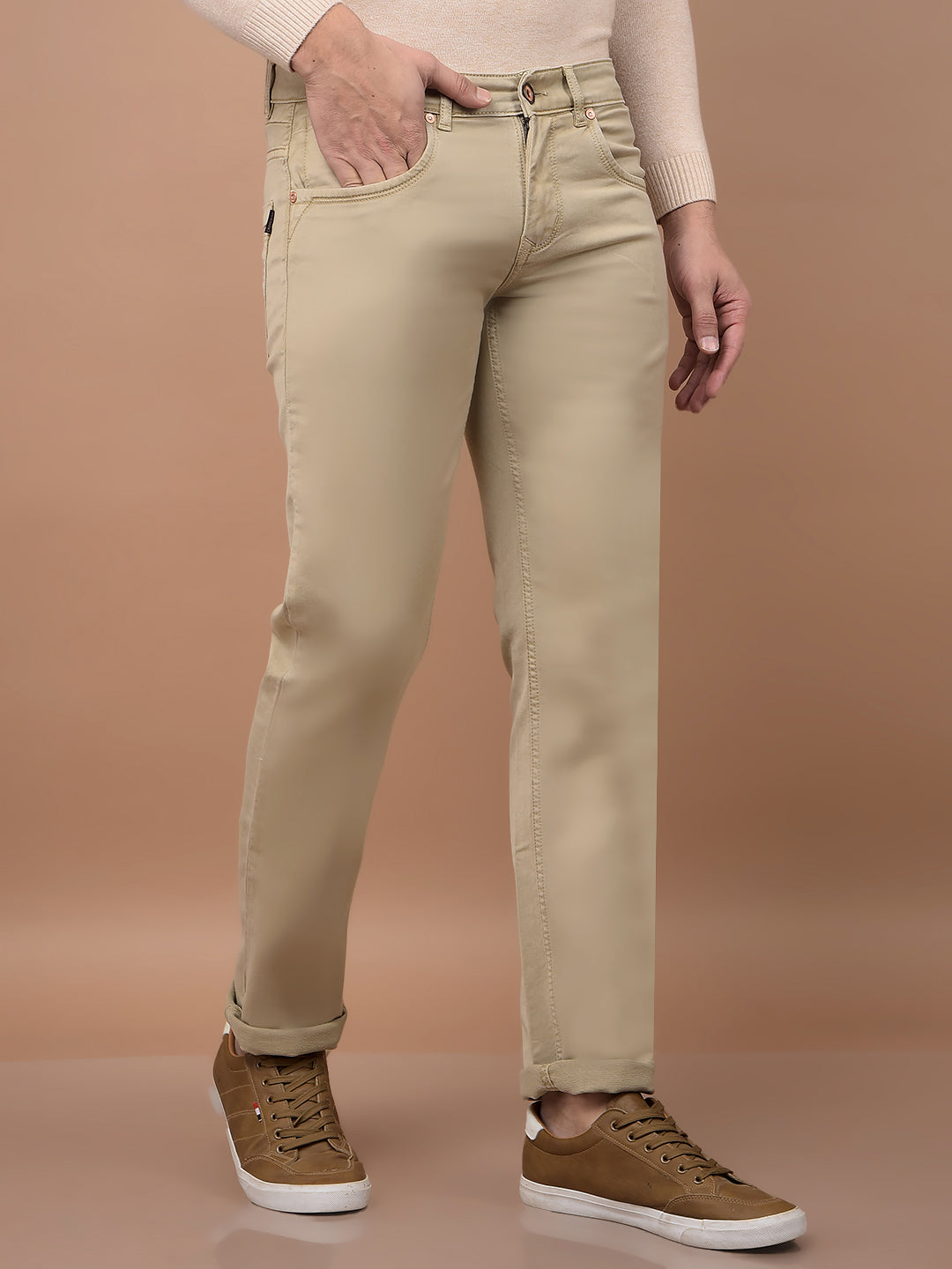 Beige Jeans-Men Jeans-Crimsoune Club