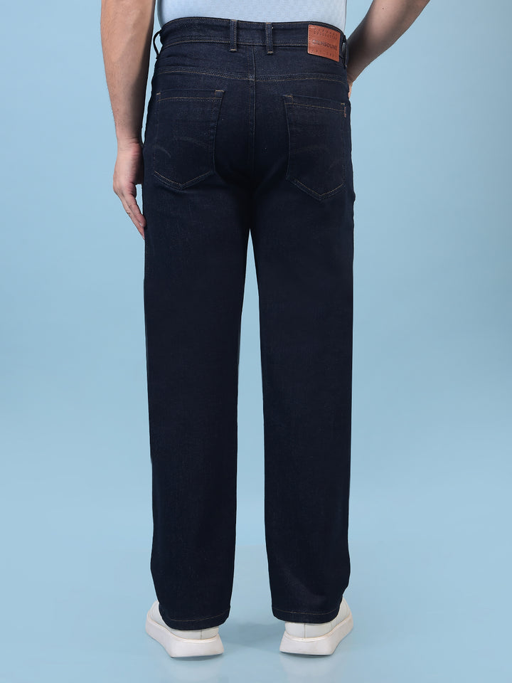 Men's Navy Blue Baggy Jeans-Men Jeans-Crimsoune Club