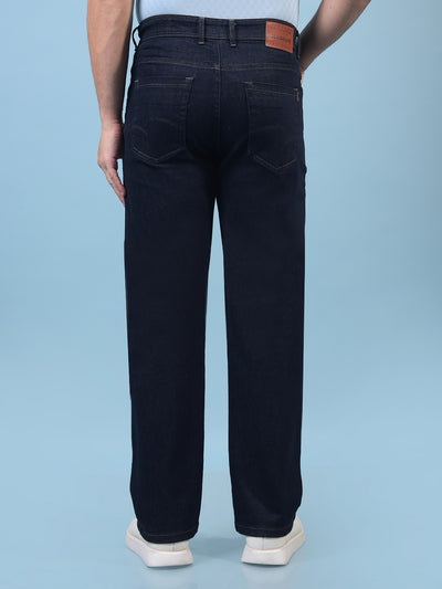 Men's Navy Blue Baggy Jeans-Men Jeans-Crimsoune Club
