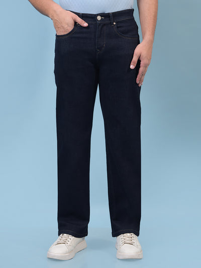 Men's Navy Blue Baggy Jeans-Men Jeans-Crimsoune Club