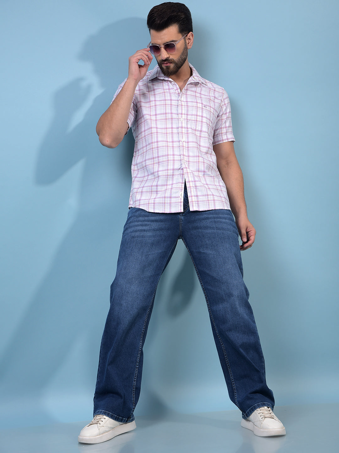 Men's Blue Baggy Jeans-Men Jeans-Crimsoune Club
