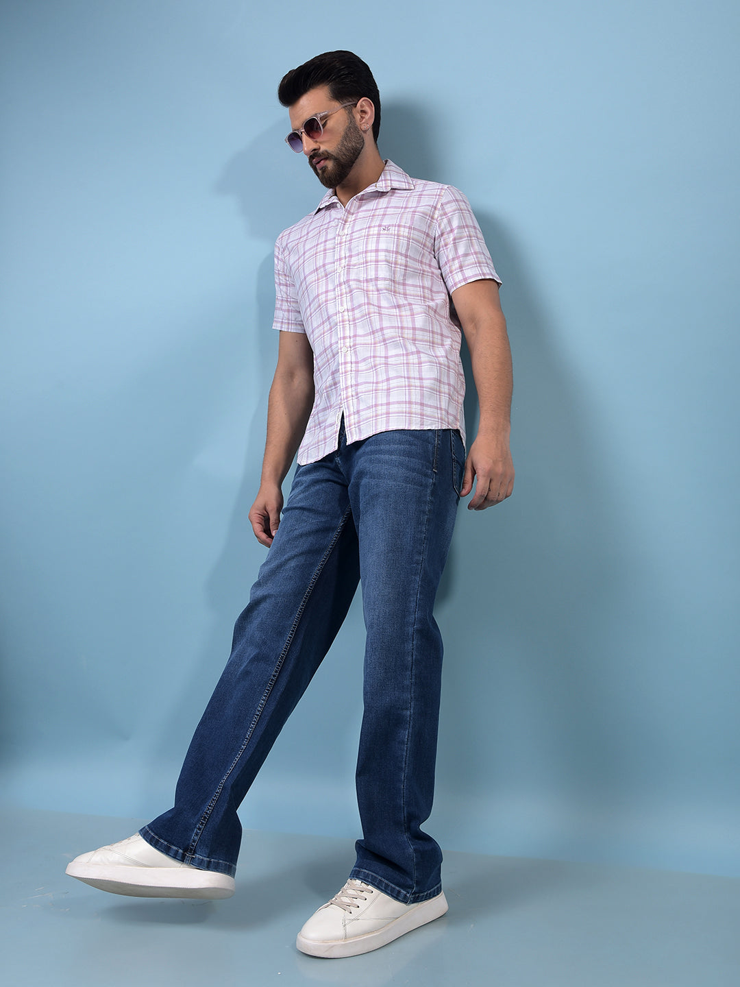 Men's Blue Baggy Jeans-Men Jeans-Crimsoune Club