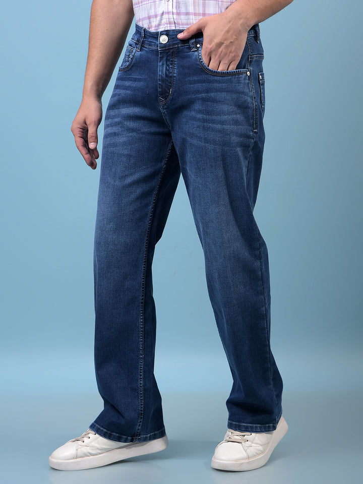 Men's Blue Baggy Jeans-Men Jeans-Crimsoune Club